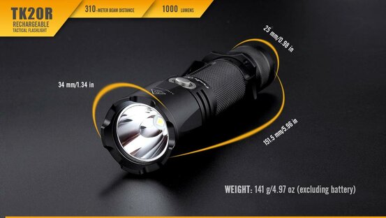 Taktická baterka Fenix TK20R nabíjateľná (1000lm)