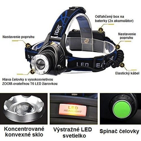 Čelovka ZOOM XML-T6 nabíjateľná