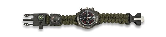 Hodinky s paracordom Barbaric 6v1 "survival" olive