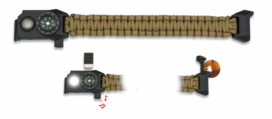 Survival világító paracord karkötő coyote
