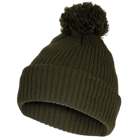 Bobble Hat kötött sapka gombóccal olívazöld