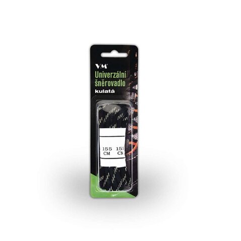 Šnúrky VM Footwear guľaté čierne 155cm