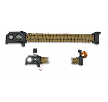 Survival világító paracord karkötő coyote