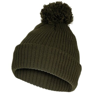 Bobble Hat kötött sapka gombóccal olívazöld