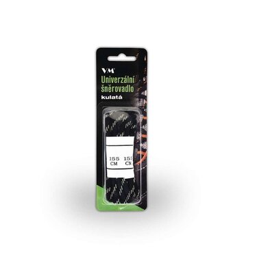 Šnúrky VM Footwear guľaté čierne 155cm