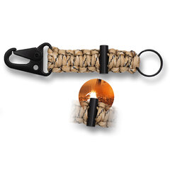 Paracord karabinerrel és tűzgyújtóval coyote
