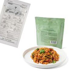 MRE készétel láng nélküli ételmelegítővel csirke wok zöldségekkel és rizzsel