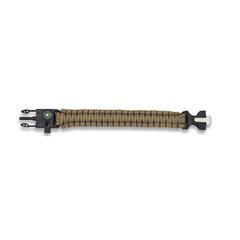 Paracord karkötő tűzgyújtóval/síppal/iránytűvel coyote